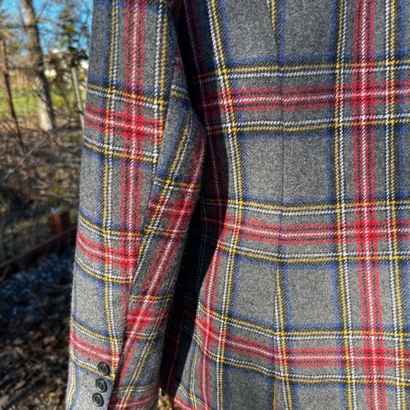 🦊Vintage Chadwick’s Boston Grey/Red Plaid Wool BlazerJacket Sz14P Holiday Ready - Picture 4 of 12